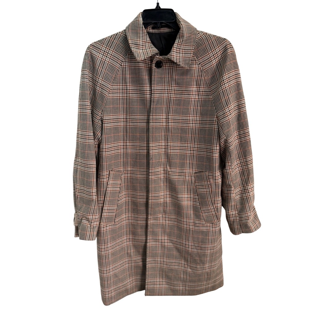 HM Man Houndstooth Car Coat Brown Black Plaid Overcoat Medium 0932238 2